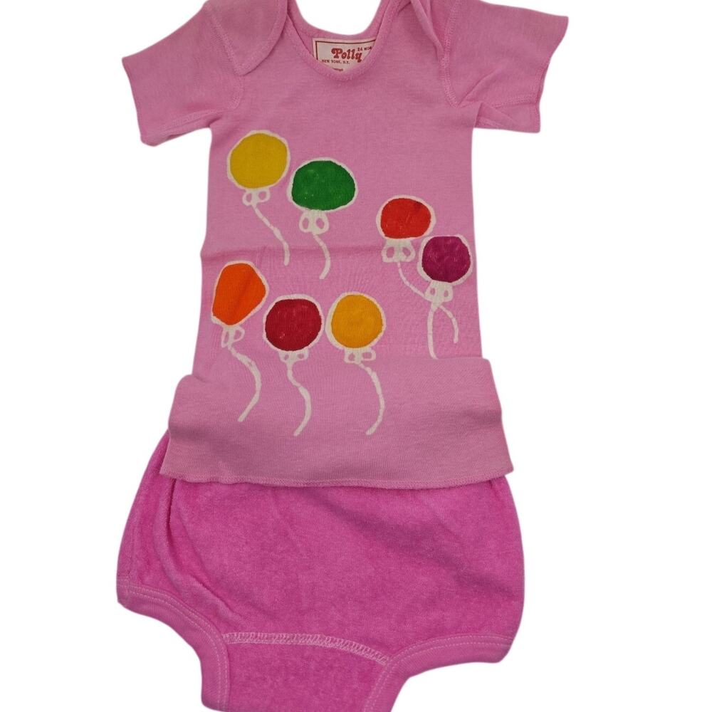 Vintage Polly New York NY Girls 2 Pc. Colorful Balloon 80s Shirt NEW 24 Mo USA